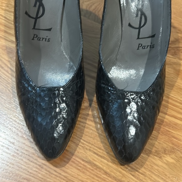 YSL Snakeskin Black Classic Pump 3” Heel Vintage Size 8  Made In Italy - Picture 5 of 12